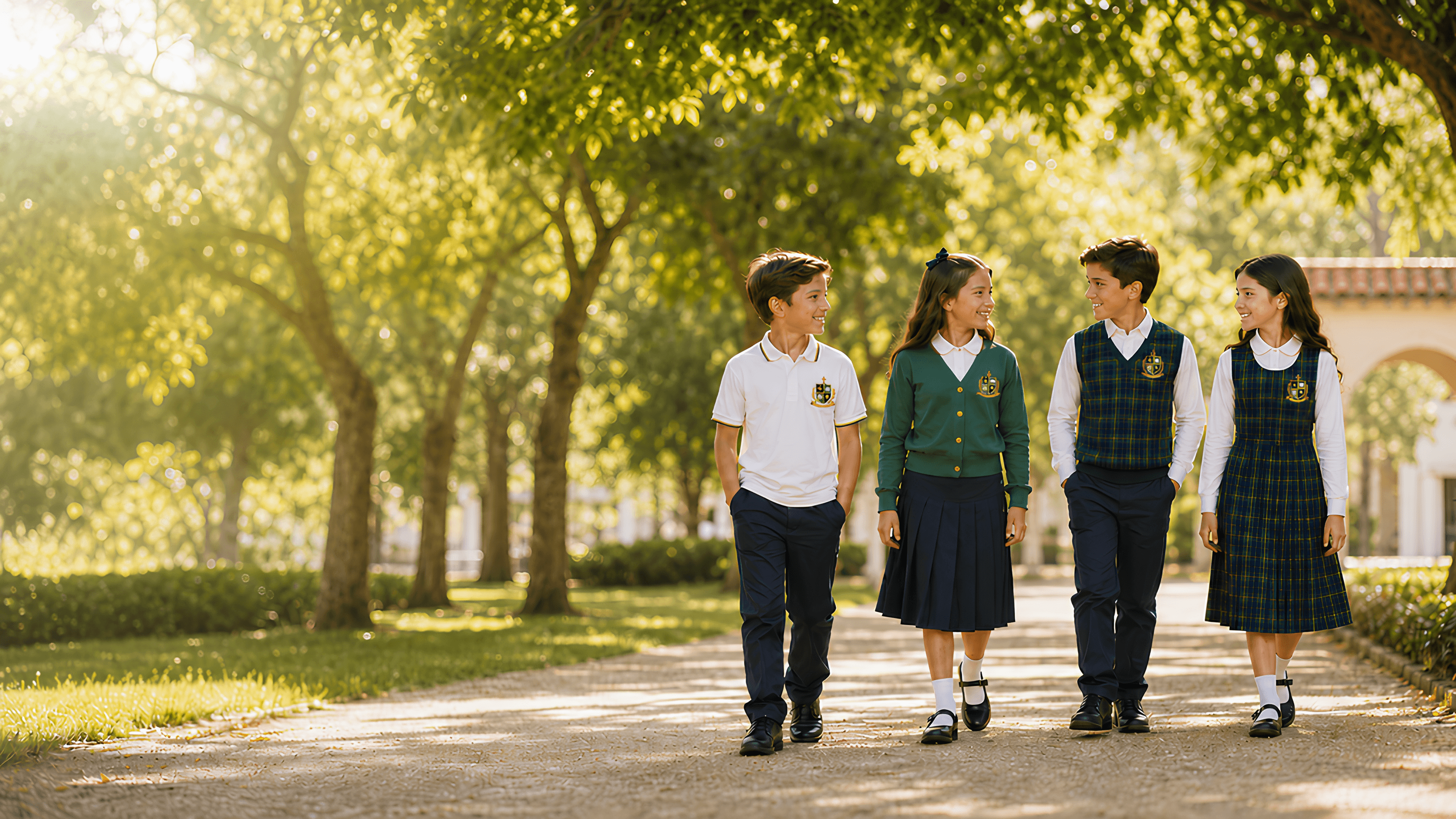 Alunos do Via Virtus caminhando em ambiente externo